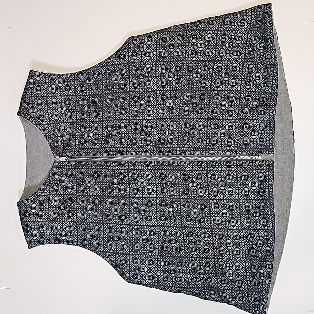 Reversible Wool Tencel Vest Gray Black Geometric Zip Up Layering Australia S